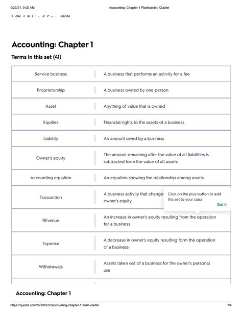 accounting 1 quizlet|accounting chapter 1 practice test.